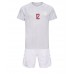 Tanie Strój piłkarski Dania Kasper Dolberg #12 Koszulka Wyjazdowej dla dziecięce MŚ 2022 Krótkie Rękawy (+ szorty)